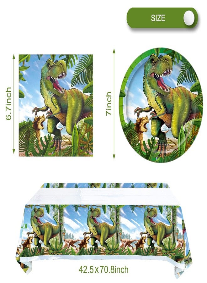 OULUN Tyrannosaurus Rex Party Tableware Set,20 Plates and 20 Napkins and Tablecloth71 '' x 42 '' Jurassic Dinosaur Party Supplies ForKids Birthday Party Supplies - Image 4